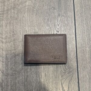 NWOT Brown Leather Coach Card Holder
